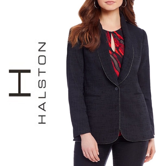H HALSTON  Shawl Collar Blazer Black NWT - Picture 1 of 5